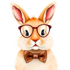 Smart Bunny with Glasses and a Bow Tie