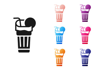 Black Fresh smoothie icon isolated on white background. Set icons colorful. Vector