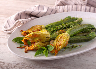 Stuffed zucchini flowers