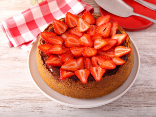 cheesecake with fresh strawberry topping
