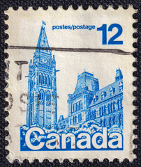Canadian Parliament Building on a 1978 Canada vintage postage stamp