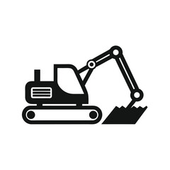 Powerful Excavator Icon Construction Equipment Illustration