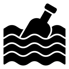 Ocean pollution icon. Marine waste. Plastic sea and water contamination