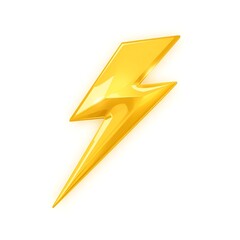3D Lightning Bolt Symbol in Vibrant Yellow with Glossy Metallic Finish