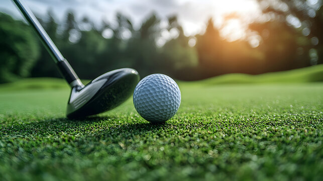 golf ball on tee and golf club