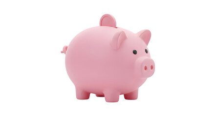 Obraz premium 3D Render of Pink Piggy Bank Isolated on White Transparent Background