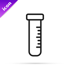 Black line Test tube and flask chemical laboratory test icon isolated on white background. Laboratory glassware sign. Vector