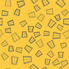 Blue line Special bicycle ride on the bicycle lane icon isolated seamless pattern on yellow background. Vector