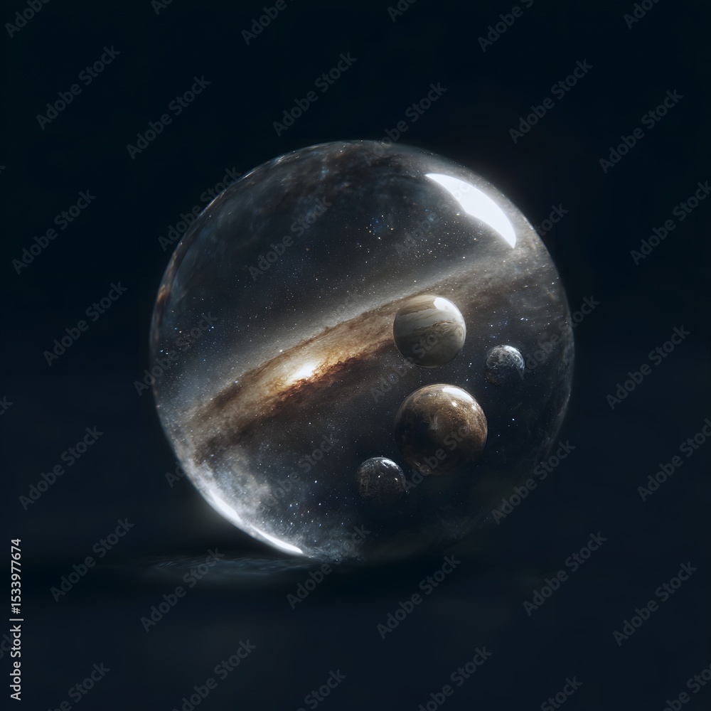 Poster rotating inner planets within a transparent sphere