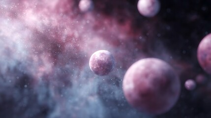 Fototapeta premium A translucent planetary system slowly rotating with soft particle effects