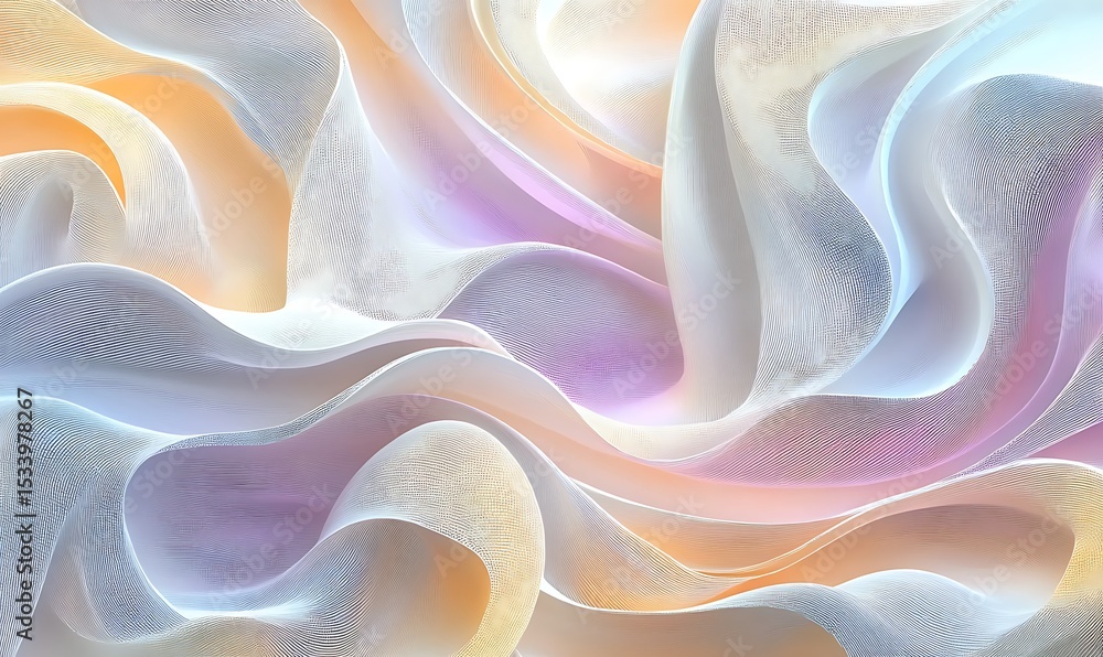 Aufkleber winter white abstract background design. modern wavy line pattern guilloche curves in monochrome col