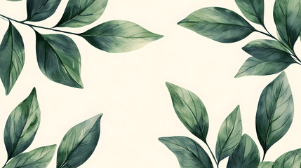 Green plant and leafs pattern. Pencil, hand drawn natural illustration. Simple organic plants design