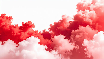 Fototapeta premium Vibrant Red Clouds Across White Sky