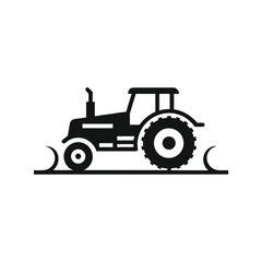 Powerful Tractor Icon Agriculture, Farming, and Rural Machinery Illustration