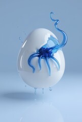 blue tentacle emerging from a broken egg