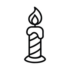 Minimal Candle Flame Vector Illustration in Black and White