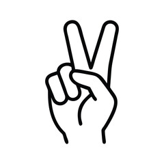 Obraz premium Black and White Hand Showing Peace Sign Line Art