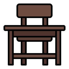 Desk chair icon. Student seating. Office and school furniture