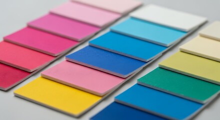 Arrangement of Colorful Square Material Samples for Design Selection