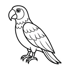 Monochrome Parrot Bird Line Art in Clean Vector Style