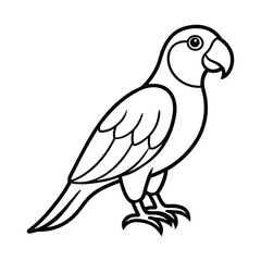 Black and White Minimalist Parrot Vector Line Drawing