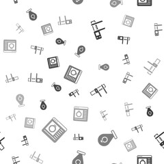 Set Calliper or caliper and scale, Jewelry store, and online shopping on seamless pattern. Vector
