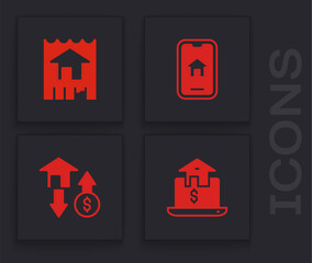 Set Online real estate, House, and with dollar icon. Vector