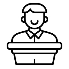 Lecture podium icon. Speaker stand symbol. Teaching and presentation equipment