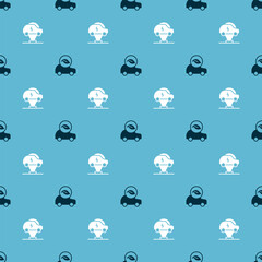 Set Eco car and Electric on seamless pattern. Vector