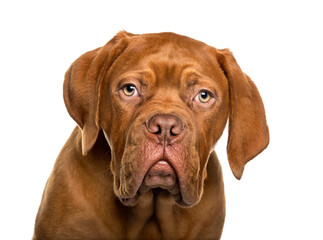 Dogue de Bordeaux in front of white background