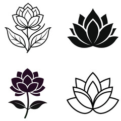 Fototapeta premium Set of lotus and flower vector