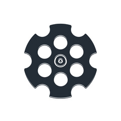 Black Revolver cylinder icon isolated on white background. Vector