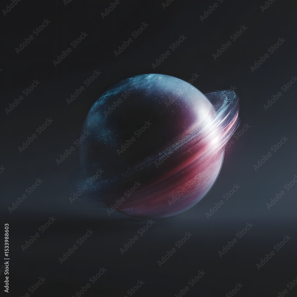 Poster a holographic planet shell with a glowing core spinning within