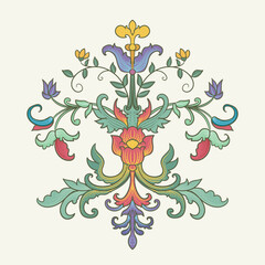 vintage floral decorative elements with flowers and leaves
