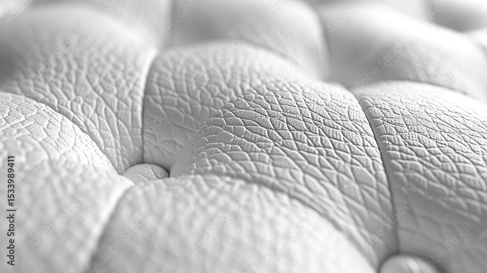 Poster classic white leather texture with clean stitching lines and soft shadow depth.