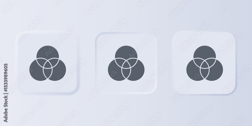 Aufkleber grey rgb and cmyk color mixing icon isolated on grey background. set icons in square buttons. vector