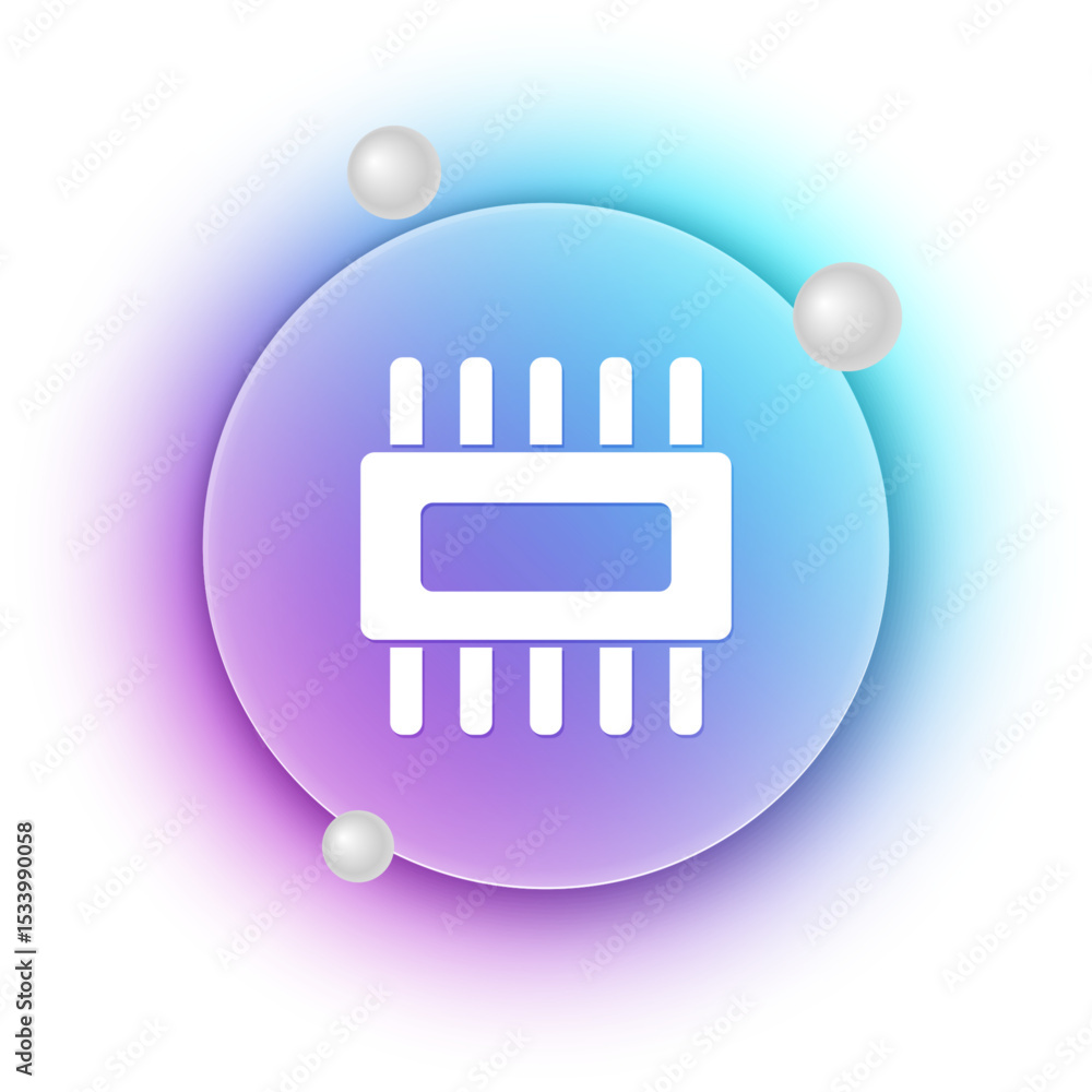 Aufkleber White Computer processor with microcircuits CPU icon isolated on white background. Chip or cpu with circuit board. Micro processor. Blue and purple gradient circle background. Vector