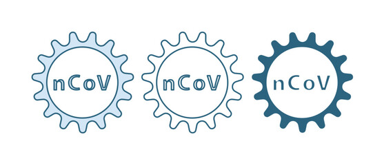 Blue Corona virus 2019-nCoV icon isolated on white background. Bacteria and germs, cell cancer, microbe, fungi. Vector