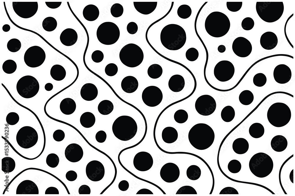 Poster abstract vector background with wavy lines and circles.