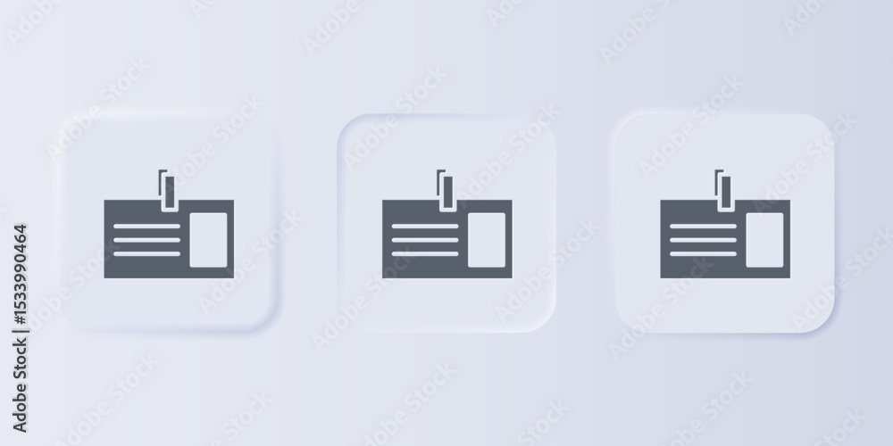 Poster grey identification badge icon isolated on grey background. it can be used for presentation, identit