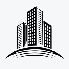 Fototapeta premium Modern Black Building Logo Icon for Real Estate and Construction Business Design