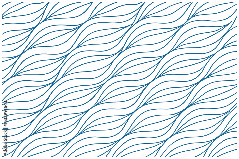 Aufkleber abstract vector pattern of intersecting blue wavy lines on white.