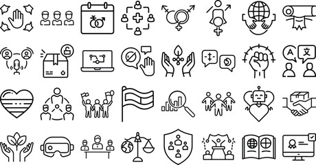diversity inclusion equality icons set