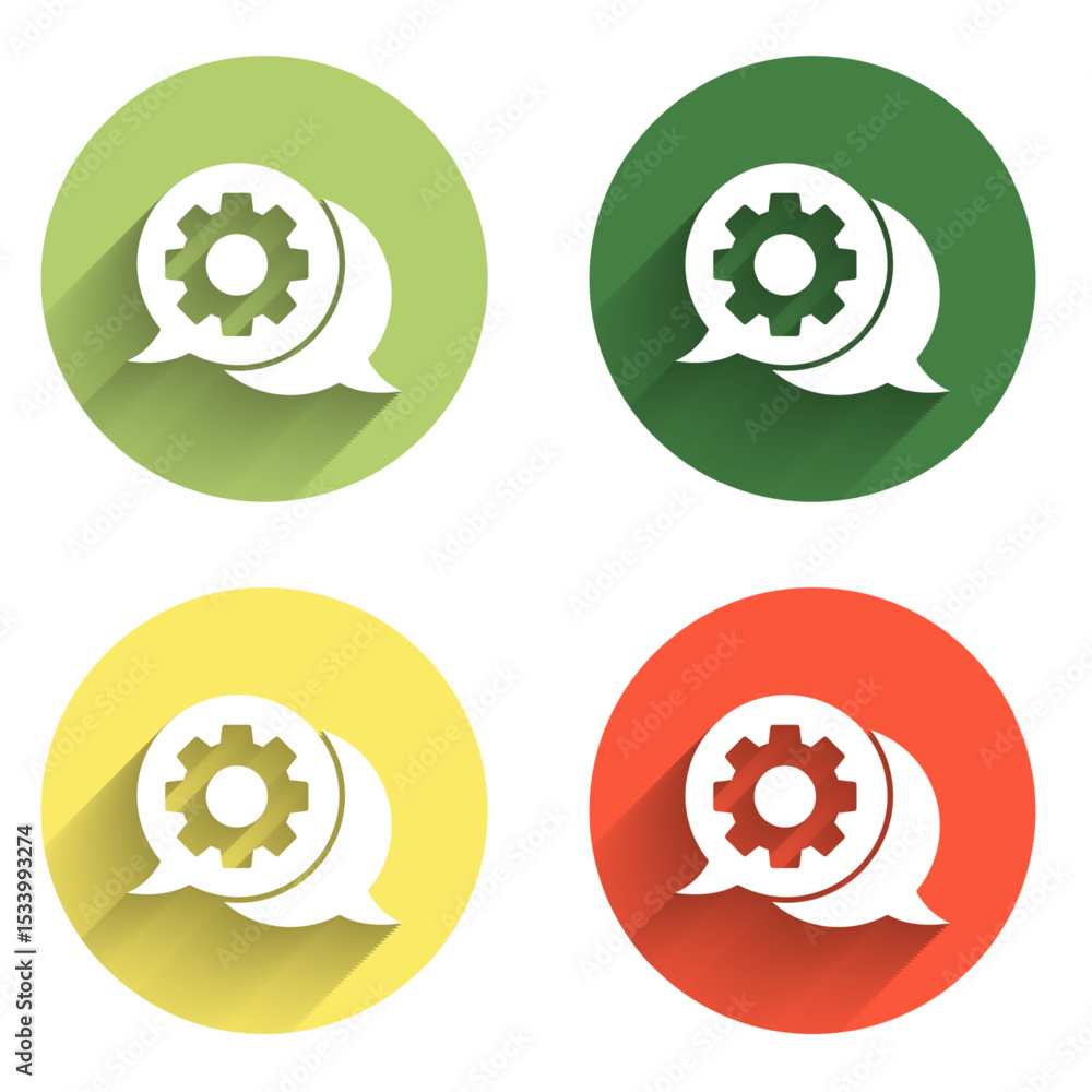 Poster set speech bubble chat icon isolated with long shadow background. message icon. communication or com