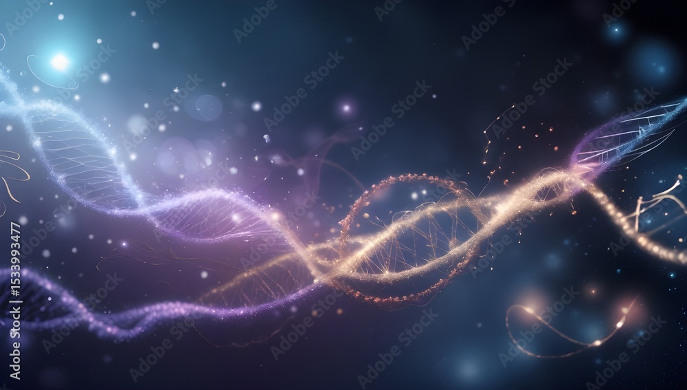 Wall mural a glowing, intertwined helix pattern winds through a cosmic-like background, surrounded by soft ligh