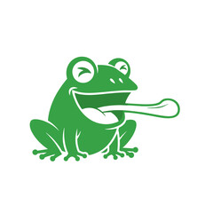 Funny Frog Logo, Frog Laughing With Tongue Out, Cartoon Icon