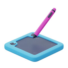 Fototapeta premium 3D cartoon drawing tablet with stylus