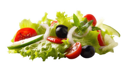 Fresh Salad with Tomatoes, Olives, and Lettuce