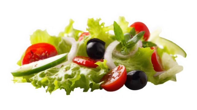 Fresh Salad with Tomatoes, Olives, and Lettuce