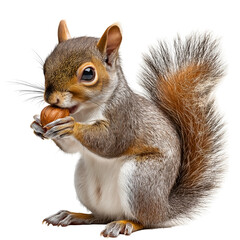 Cute squirrel eating nut wildlife animal rodent nature furry creature on transparent background